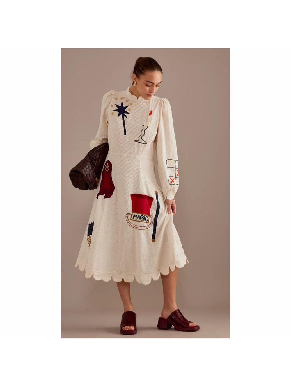 Stella Nova Circus Embroidered Appliqué Searsucker Dress- size XS